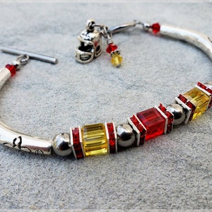 Kansas City Chiefs inspired Football bracelet/ team color bracelet/ football bracelet/ Red and Yellow Bracelet image 2