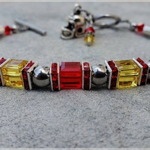 Kansas City Chiefs inspired Football bracelet/ team color bracelet/ football bracelet/ Red and Yellow Bracelet image 3