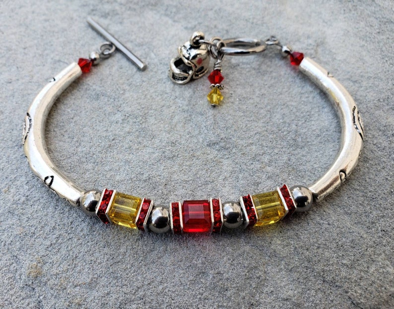 Kansas City Chiefs inspired Football bracelet/ team color bracelet/ football bracelet/ Red and Yellow Bracelet image 6
