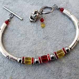 Kansas City Chiefs inspired Football bracelet/ team color bracelet/ football bracelet/ Red and Yellow Bracelet image 4
