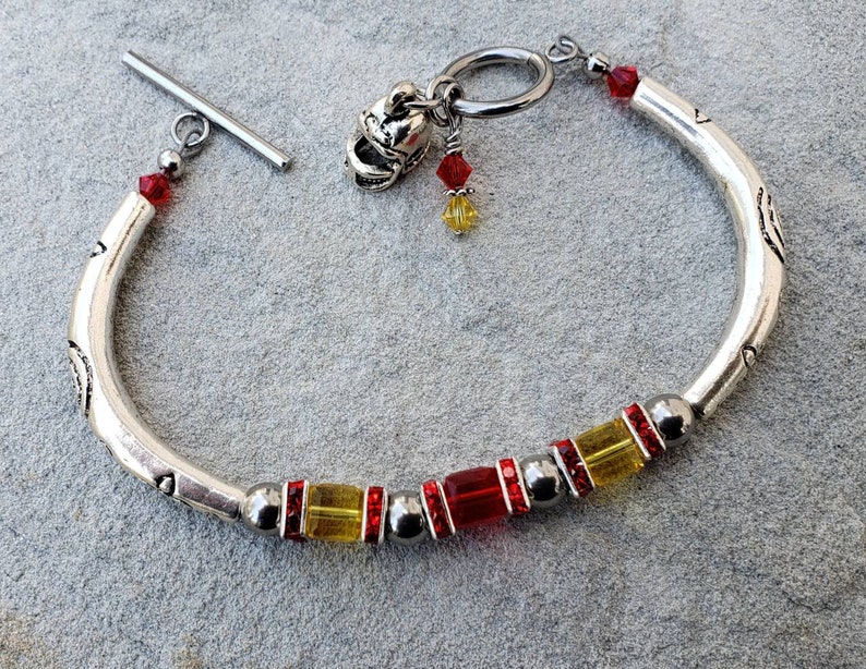 Kansas City Chiefs inspired Football bracelet/ team color bracelet/ football bracelet/ Red and Yellow Bracelet image 4