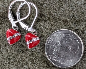 Boucles d'oreilles coeur rouge en argent sterling 925 pour la Saint-Valentin