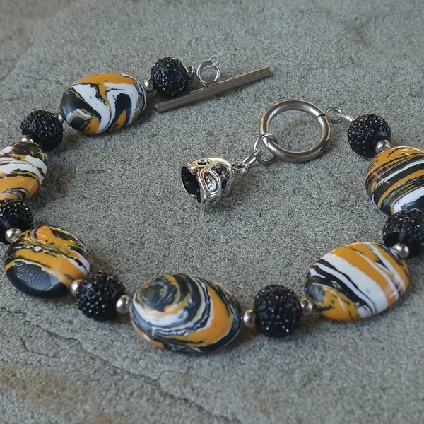 Inspired By The Pittsburgh Steelers Bracelet/ Black and good bracelet/ Black and Yellow Bracelet/ Football team bracelet