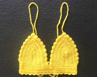 Rose Petal Crop Top in Canary Yellow