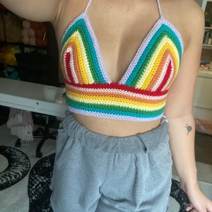 Rainbow Crochet Halter Top