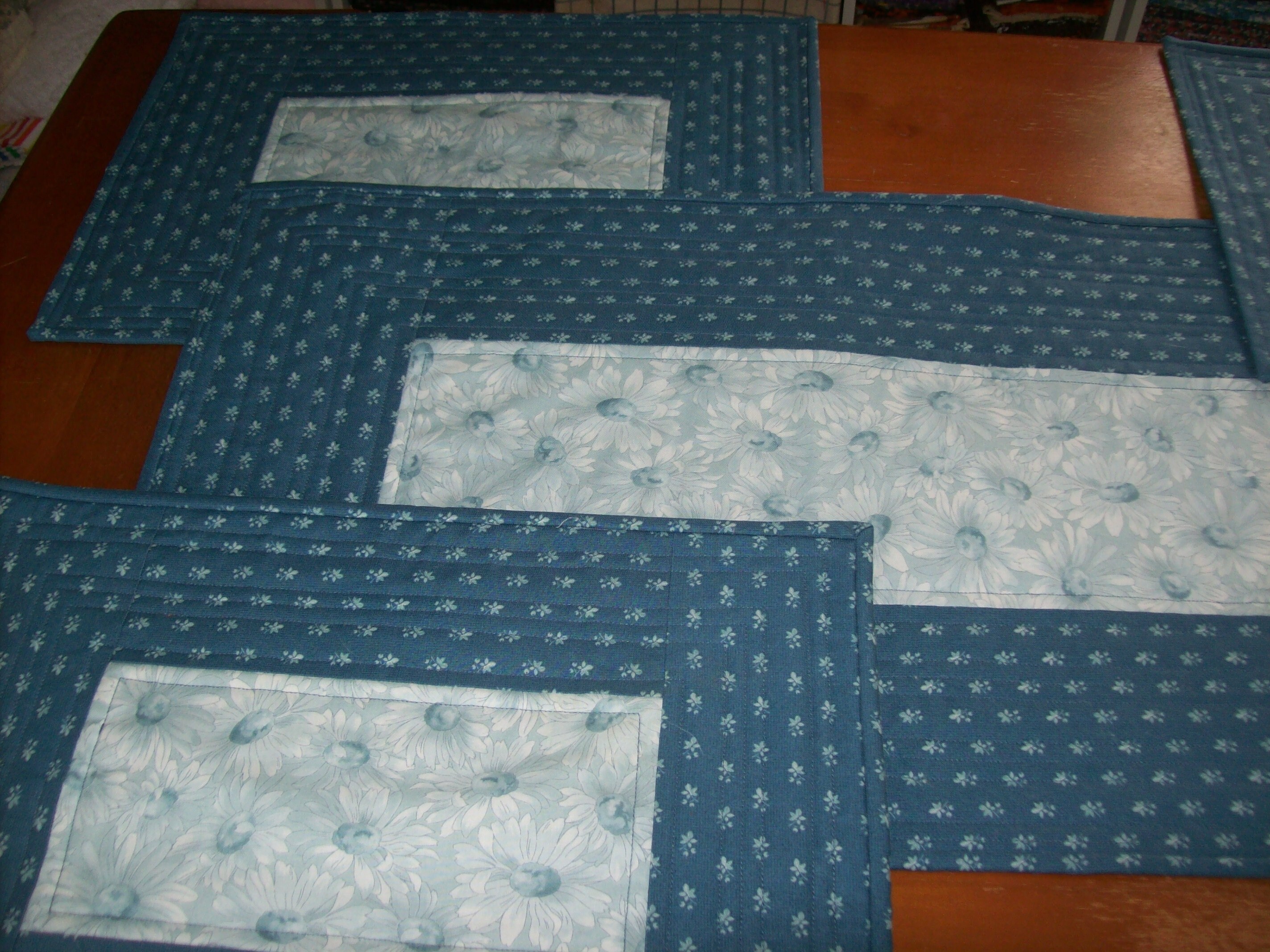Quilted Cotton Table Runner Blue Cotton Table Runner Etsy