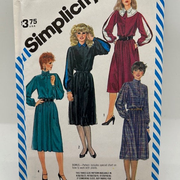 Simplicity 6115, Misses' Pull Over Dress with Collar Variations, UNCUT,