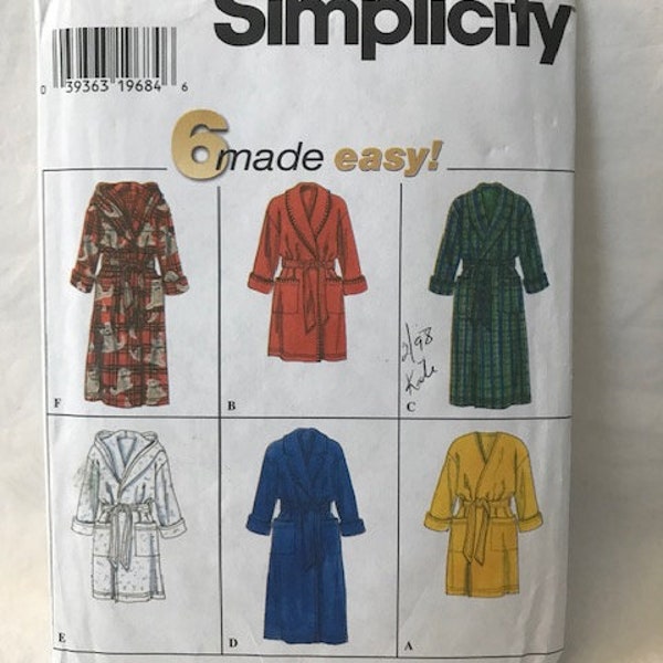 Simplicity 7417, Men's Robe in 6 Styles, UNCUT