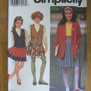 Simplicity 8005, Girls Skirt, Girls Lined Vest, Girls Unlined Jacket