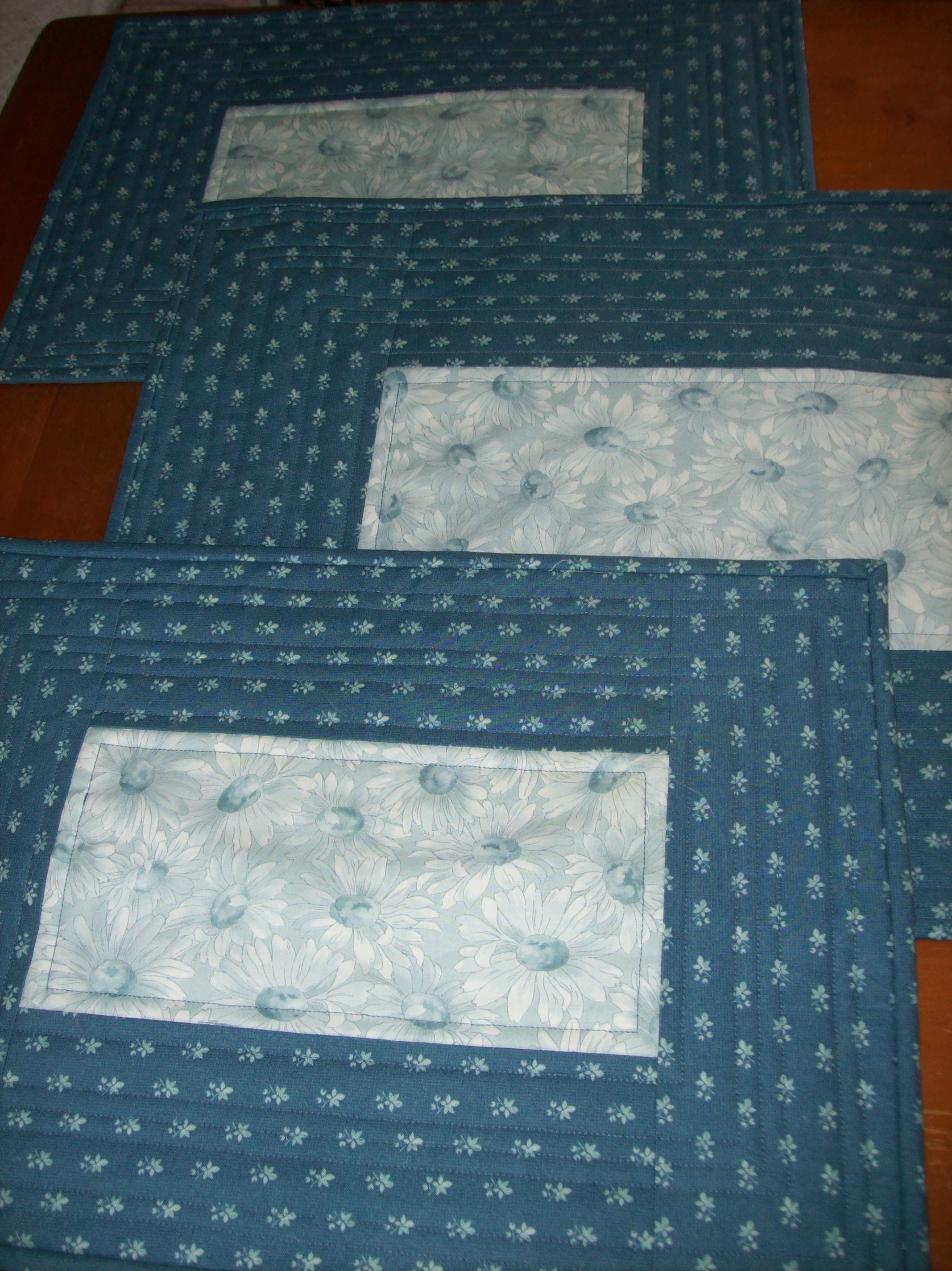 Quilted Cotton Table Runner Blue Cotton Table Runner Etsy