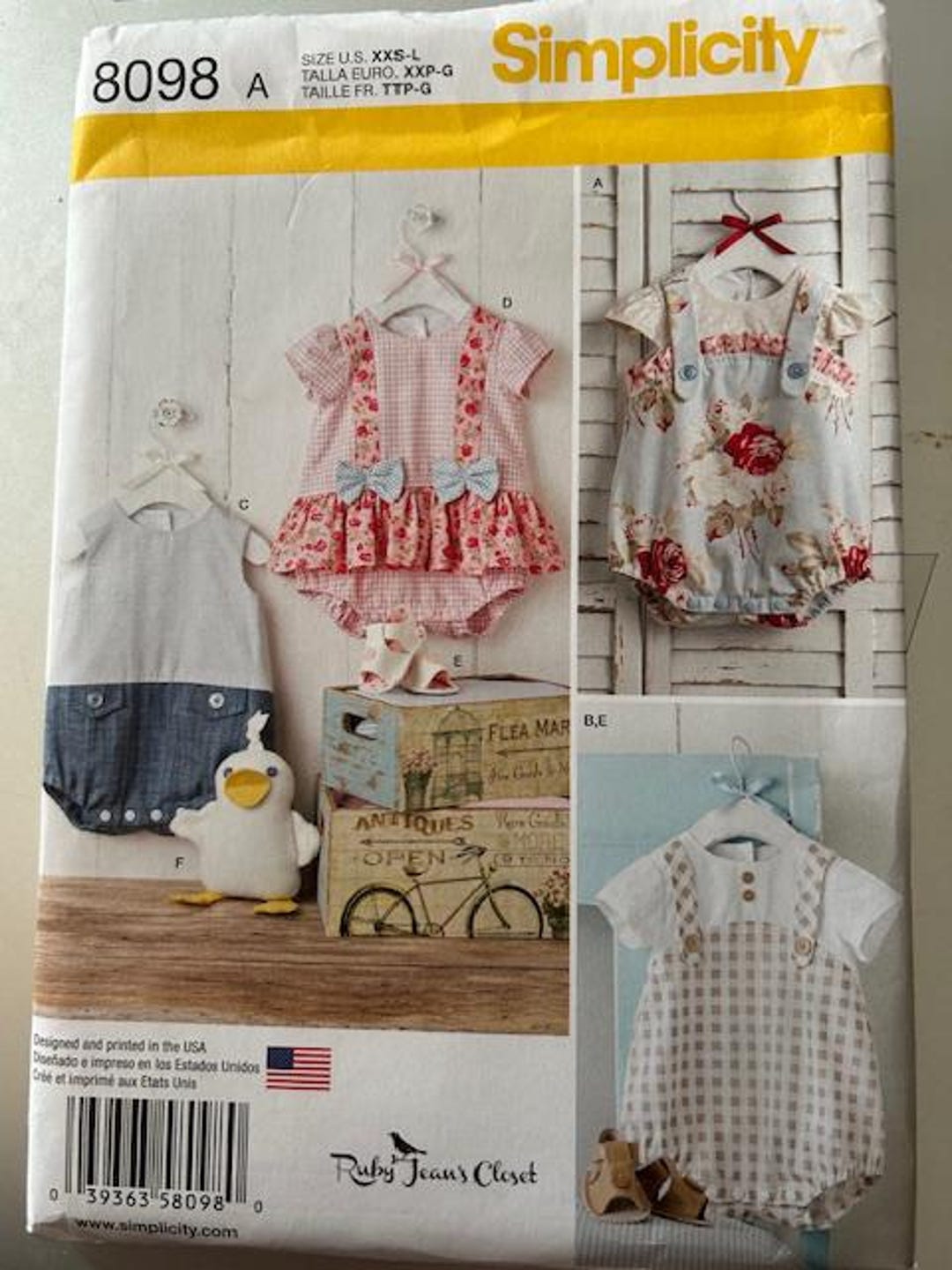 Simplicity 8098, Babies' Rompers Sandals and Stuffed Duck, UNCUT - Etsy
