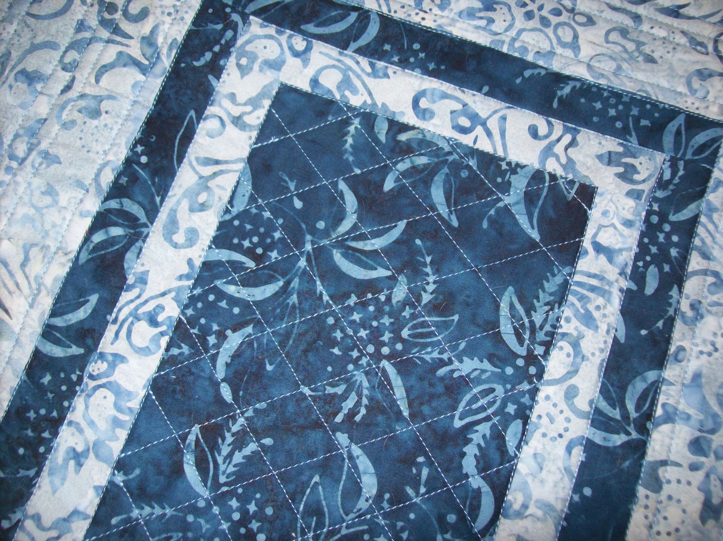 Blue Batik Table Runner, Quilted Cotton Table Runner, NEW Etsy