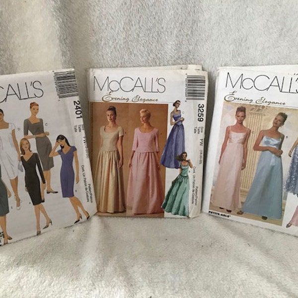 McCalls 9287,  McCalls 3259, McCalls 2401, Misses' Dress, Evening Dress, UNCUT