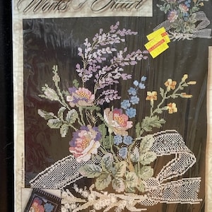 Floral bouquet Kit, Leisure Arts Works of Heart, Cross Stitch Kit, COMPLETE