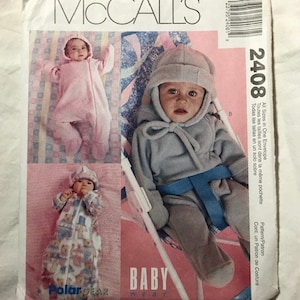 McCall&#39;s 2408, Infants&#39; Buntings and Hat With Optional Ear Flaps, UNCUT