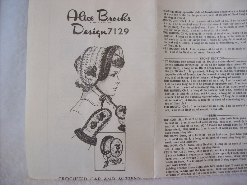 Crocheted Mittens Crocheted Cap American Weekly Pattern Dept