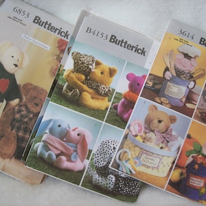 Butterick 3614, Butterick 4153, Butterick 6853, Stuffed Animals, UNCUT