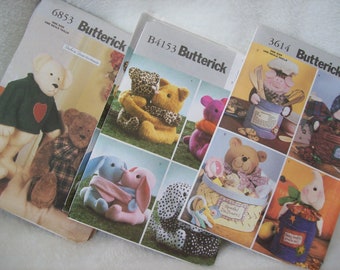 Butterick 3614, Butterick 4153, Butterick 6853, Stuffed Animals, UNCUT