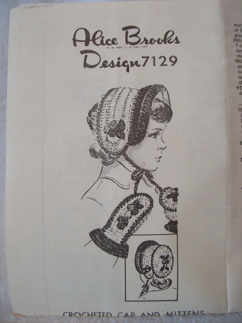 Crocheted Mittens Crocheted Cap American Weekly Pattern Dept