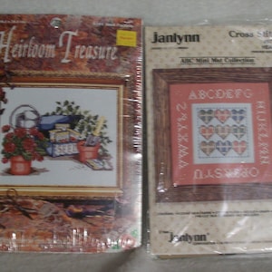 Counted Cross Stitch, Janlynn Hearts, Heirloom Treasure Seed Packets
