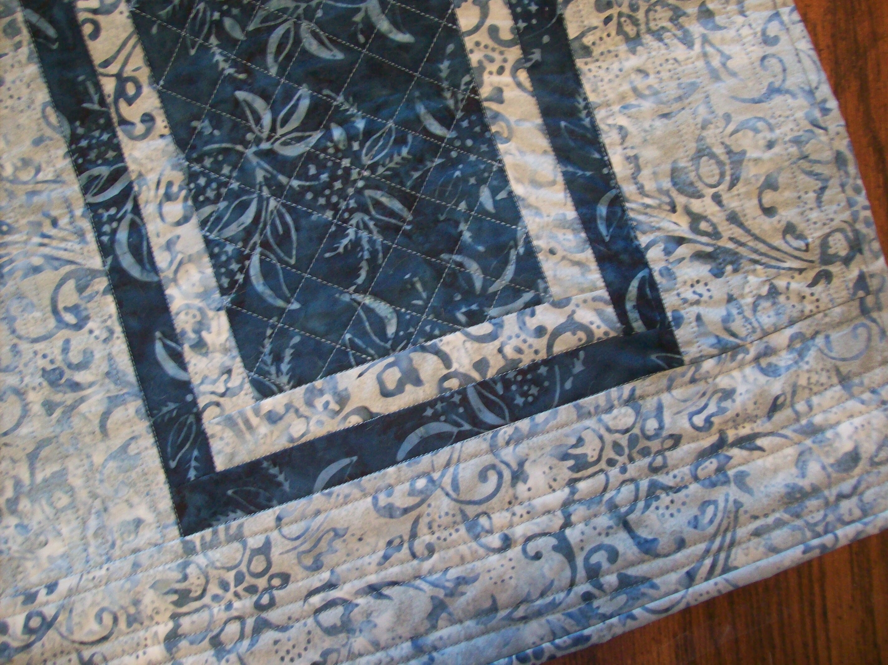 Blue Batik Table Runner, Quilted Cotton Table Runner, NEW Etsy