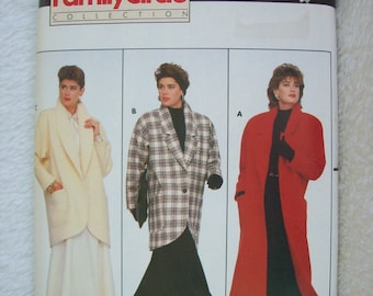 May include: A sewing pattern for a coat, featuring three different styles. The pattern is from the Family Circle Collection and is for sizes L-XL. The pattern number is 4035.