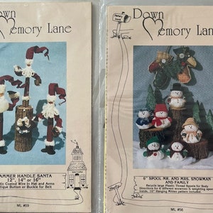 May include: Two craft patterns for making Christmas decorations. The first pattern is for a 12-16 inch hammer handle Santa. The second pattern is for a 6 inch spool snowman family.