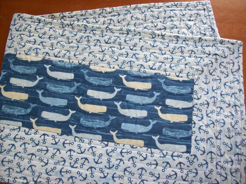Whale /& Anchor Table Runner Quilted Cotton Table Runner