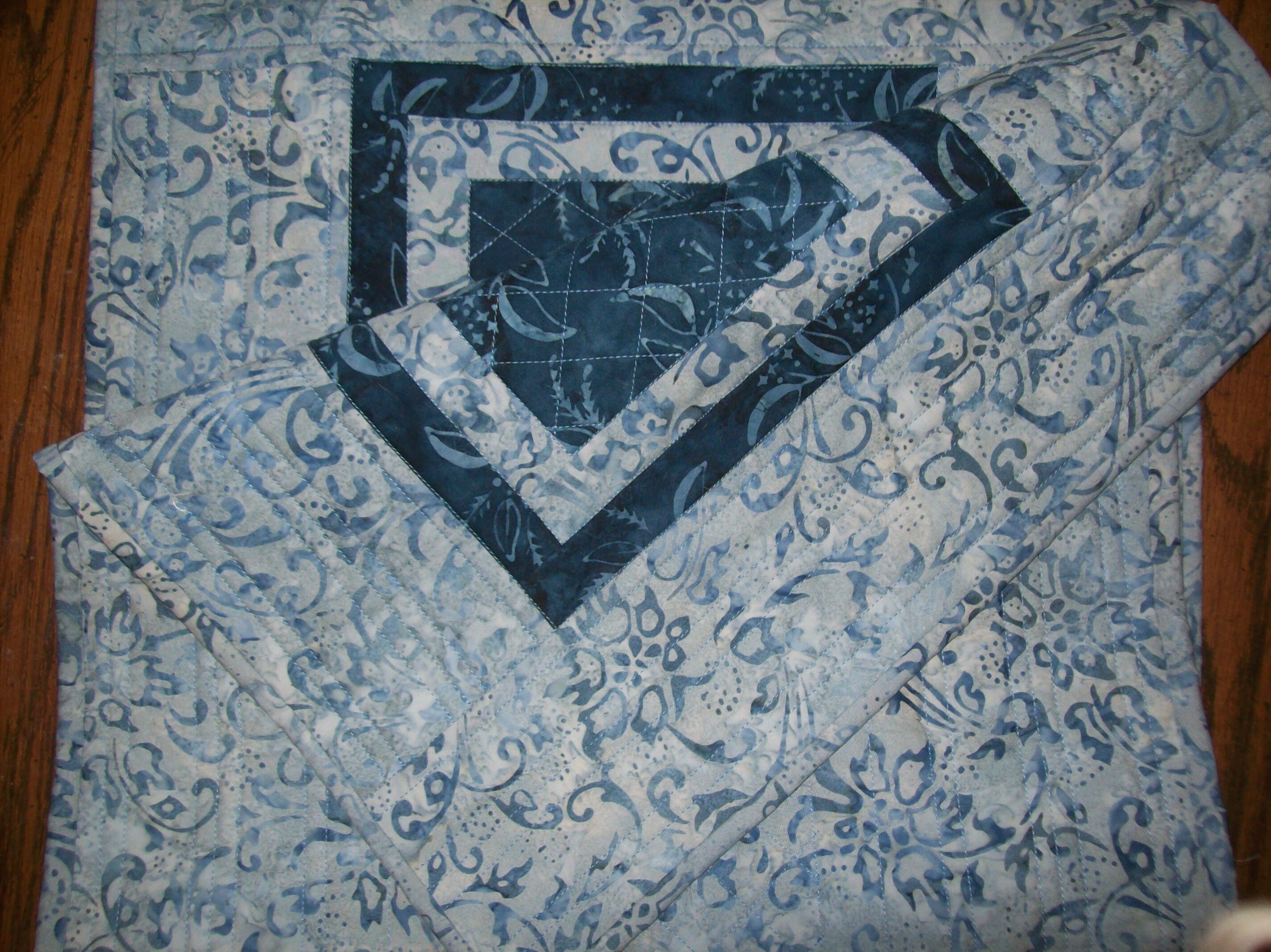 Blue Batik Table Runner, Quilted Cotton Table Runner, NEW Etsy