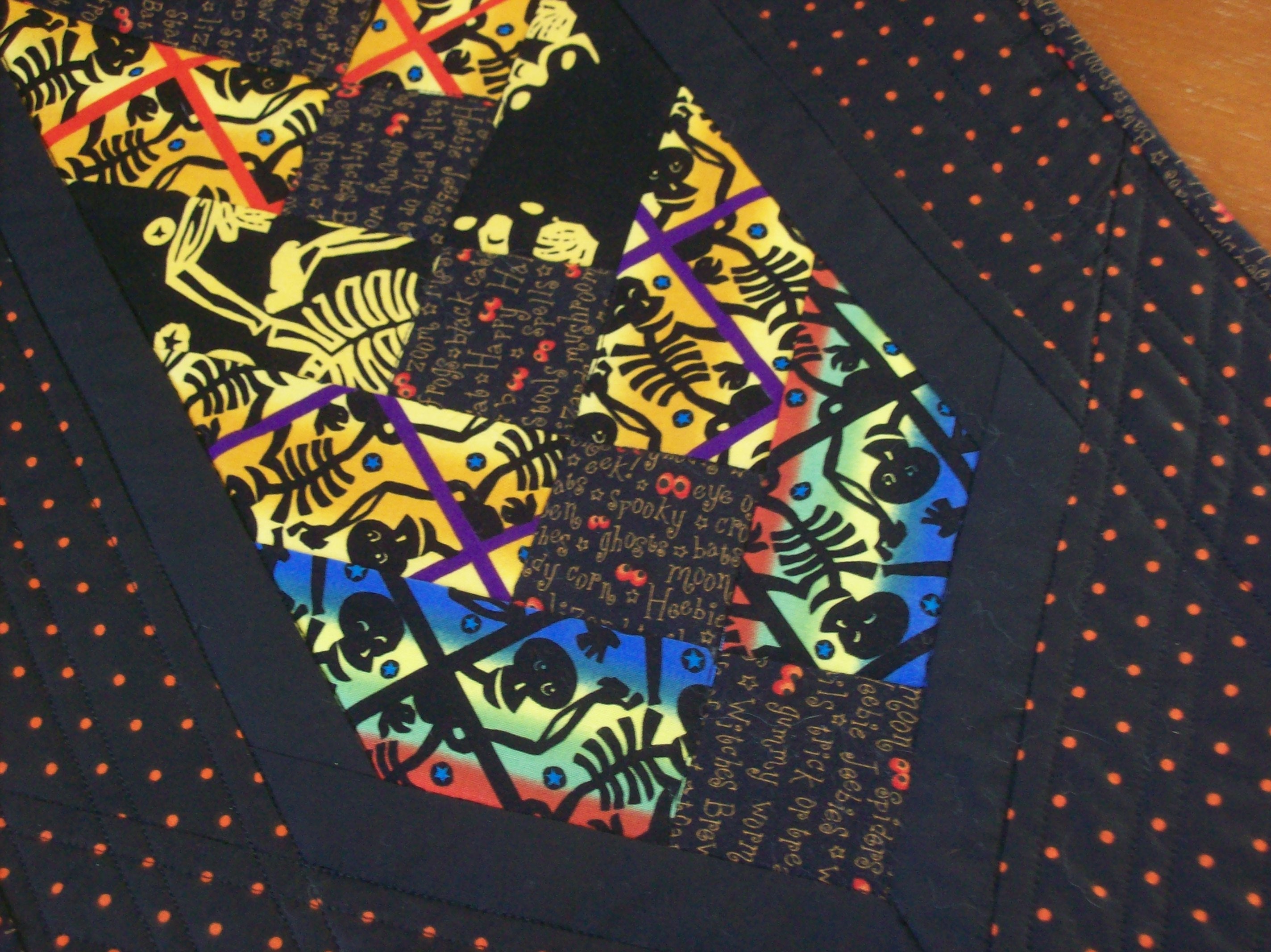 Halloween Table Runner, Scary Skeleton Quilted, Black Orange Table ...