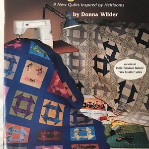 May include: A book titled "Vintage Variations" by Donna Wilder, featuring 9 new quilt patterns inspired by heirlooms. The cover shows a sewing machine, a lamp, and two quilts with a patchwork design.