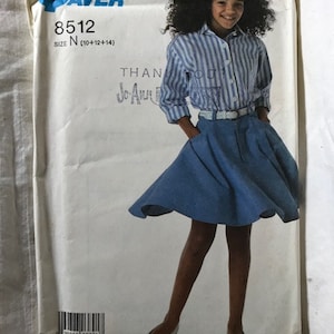 Simplicity 8512, Girls Skirt and Loose Fitting Shirt, UNCUT