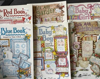Red Book, Blue Book, Baby Boy, Baby Girl, Folk Art Garden, Folk Art Celebrations, Diane Arthurs, NEW BOOK