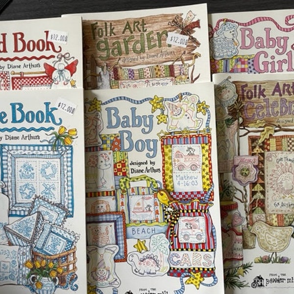 Red Book, Blue Book, Baby Boy, Baby Girl, Folk Art Garden, Folk Art Celebrations, Diane Arthurs, NEW BOOK