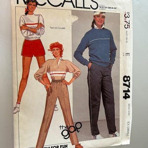 May include: A sewing pattern for a pair of pants from McCall's. The pattern is for a size extra small and is for the Gap. The pattern is on a white background with a blue and white striped border. The pattern includes instructions for sewing the pants. The pattern is for a pair of pants with a wide leg and a high waist. The pattern is for a pair of pants that can be worn for casual or dressy occasions.