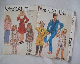McCall's 7351, McCall's 7716, Boy's Robe, Boy's Pajamas, Girl's Dress, UNCUT