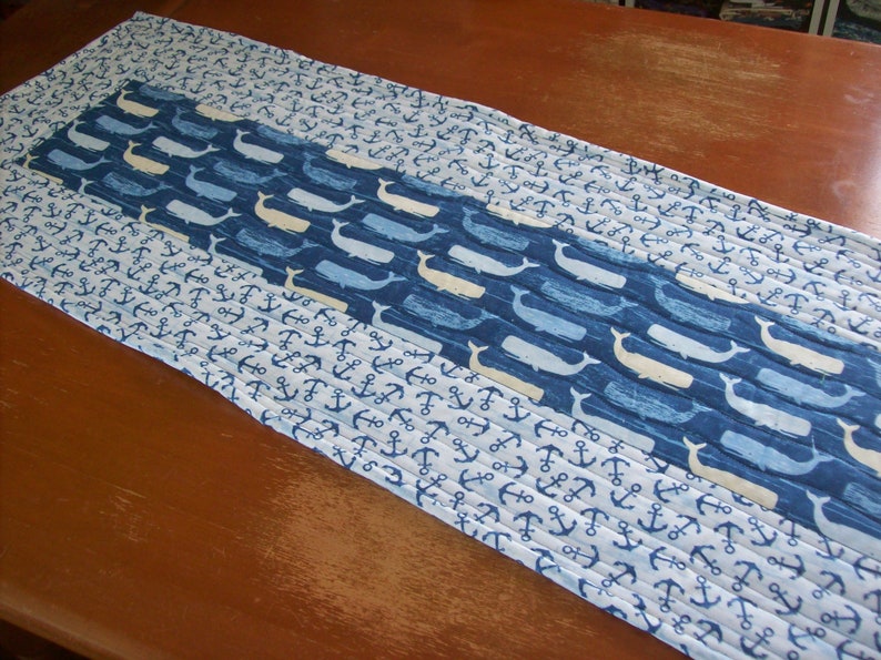 Whale /& Anchor Table Runner Quilted Cotton Table Runner
