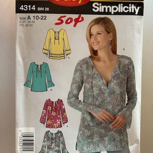 Simplicity 4314, It&#39;s So Easy Simplicity, Misses Tunic, UNUT