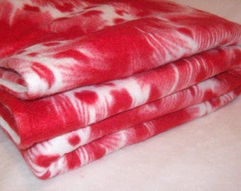 Adult Fleece Blanket, Red Feather Throw, Hostess Gift, Couch Cover