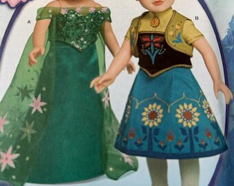 Simplicity 1088, Ropa para muñecas de 45 cm, Vestidos de Frozen de Disney, SIN CORTAR