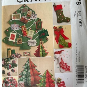 McCalls M5778, décorations de Noël, sapin de Noël, bas de Noël, décorations de Noël, non découpé