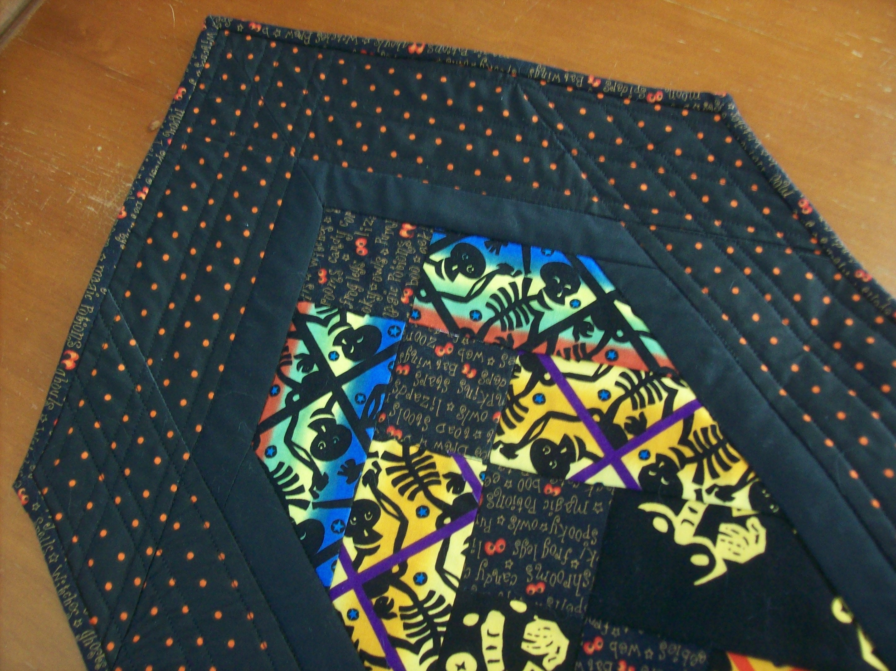 Halloween Table Runner, Scary Skeleton Quilted, Black Orange Table ...