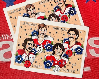 Washington Capitals NHL Ice Hockey Vintage Retired Numbers Players 5"x7" Mini Print