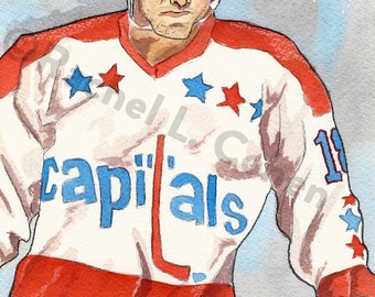 Washington Capitals Vintage Craig Laughlin Locker Original Painting Illustration