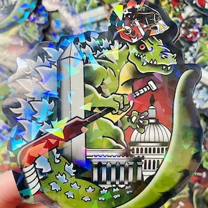 Washington Capitals NHL Ice Hockey Olie Kolzig Godzilla-inspired Vinyl Sticker