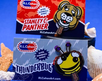 Florida Panthers & Tampa Bay Lightning NHL Hockey inspired Funny Mascot Popsicle Parody 1.75" Hard Enamel Pins