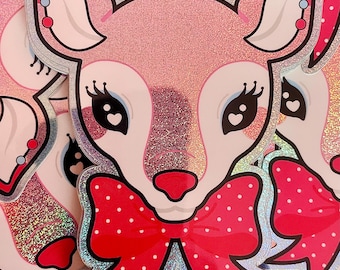 Milky-chan the Fawn Kawaii Pastel Fawn Deer Sweet Lolita 2.5" Glitter Acrylic Brooch Pin