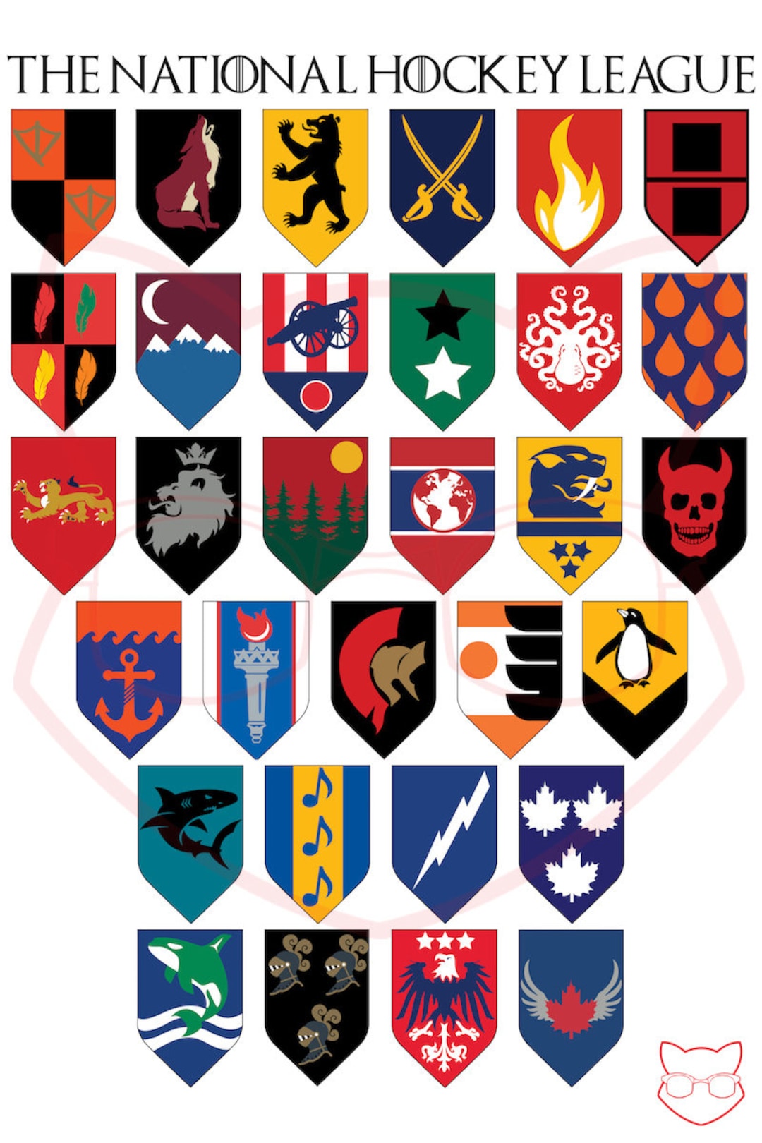 SALE NHL Hockey Game of Thrones Inspired Medieval Fantasy Sigil Poster