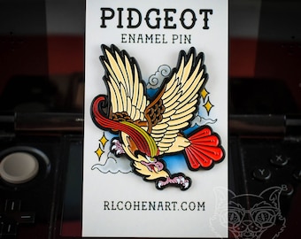 Pidgeot Pokemon Pocket Monsters-inspired Tattoo Flash Style 2 in. Soft Enamel Pin