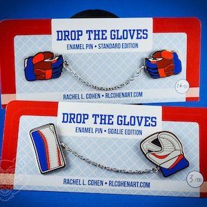 Ice Hockey Gloves and Goalie Gloves 1.5" Chain Connected Enamel Pins